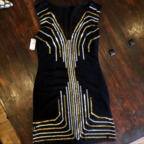 Basix Black Label Black Embellished Mini Dress NWT - Picture 8 of 8